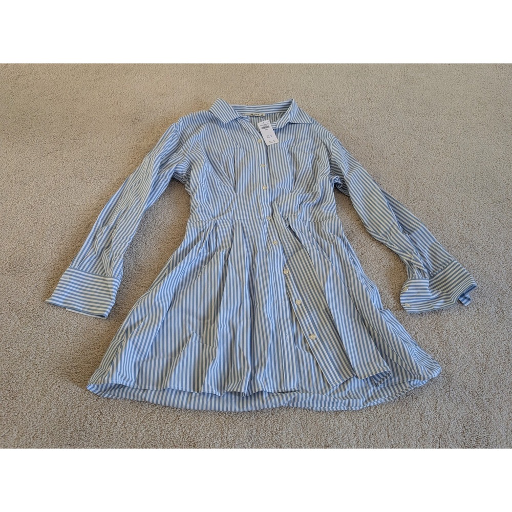 Abercrombie & Fitch Blue Pinstripe Shirt Dress Sundress Small NWT